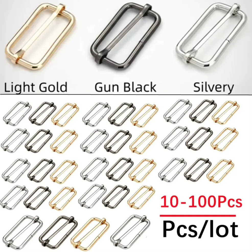 10-100Pcs Metal Slides Adjustable Rectangle D Ring Belt Ribbon Roller Pin Buckle For Backpacks Bag Buckles DIY Accessories