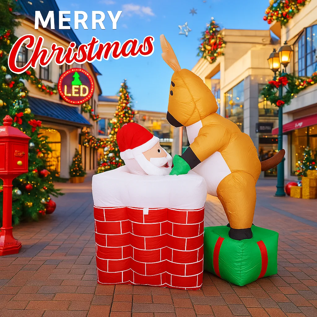 4.9FT ألعاب قابلة للنفخ LED سانتا الرنة مدخنة LED عيد الميلاد ديكور المنزل احتفالي زخرفة هدايا عيد الميلاد زينة ساحة عيد الميلاد
