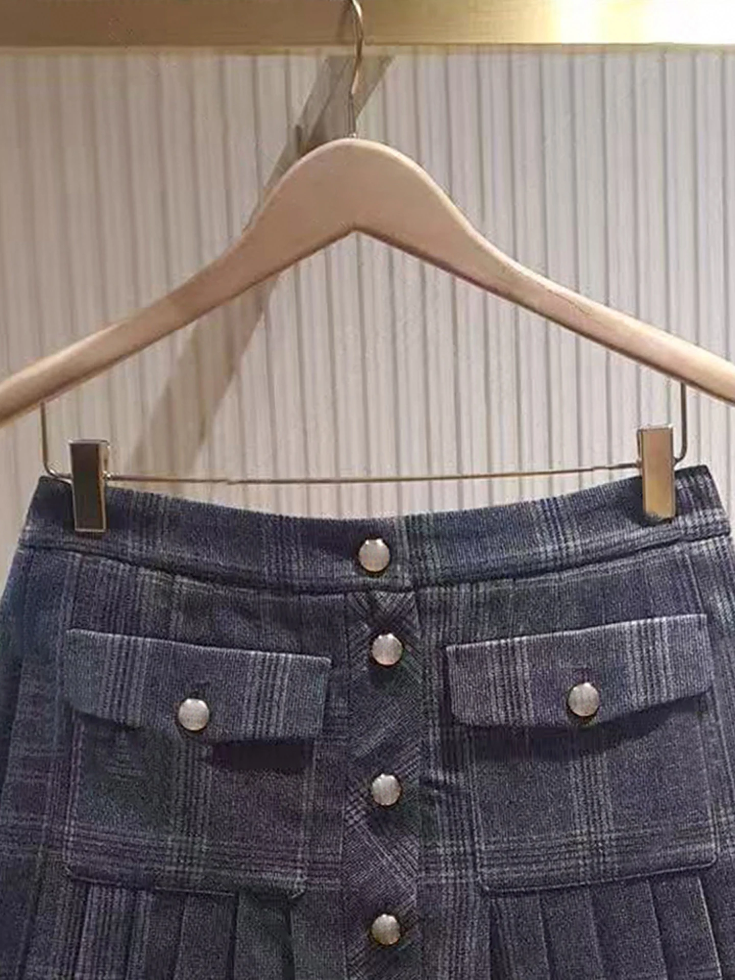 

High Waist Pleated Skirt Ele College Sle Women's Premium Faion Autumn Winter Skirt A-Line Silhouette Simple Commute