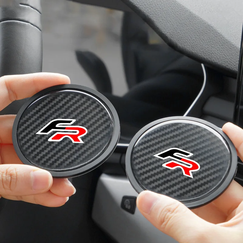 2pcs Non-slip Car Water Cup Pad Coasters Mat for Seat Leon FR Cupra Ibiza Alhambra Exeo Ateca Altea oledo Mii Formentor E-Racer