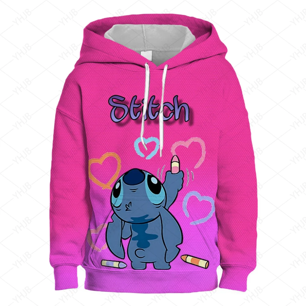 

Disney Stitch Kawaii Printed Children's Clothing 3-14 Years Old Boys and Girls Clothing Street Casual Sports Sweaters
