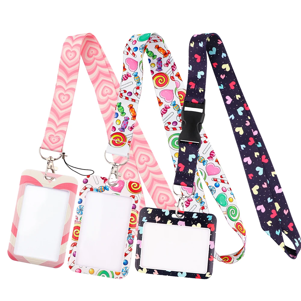 YL237 New Love Heart Lanyards for Key Neck Strap lanyard card ID Badge Holder Gym Key Chain Key Holder DIY Hang Rope Key Rings