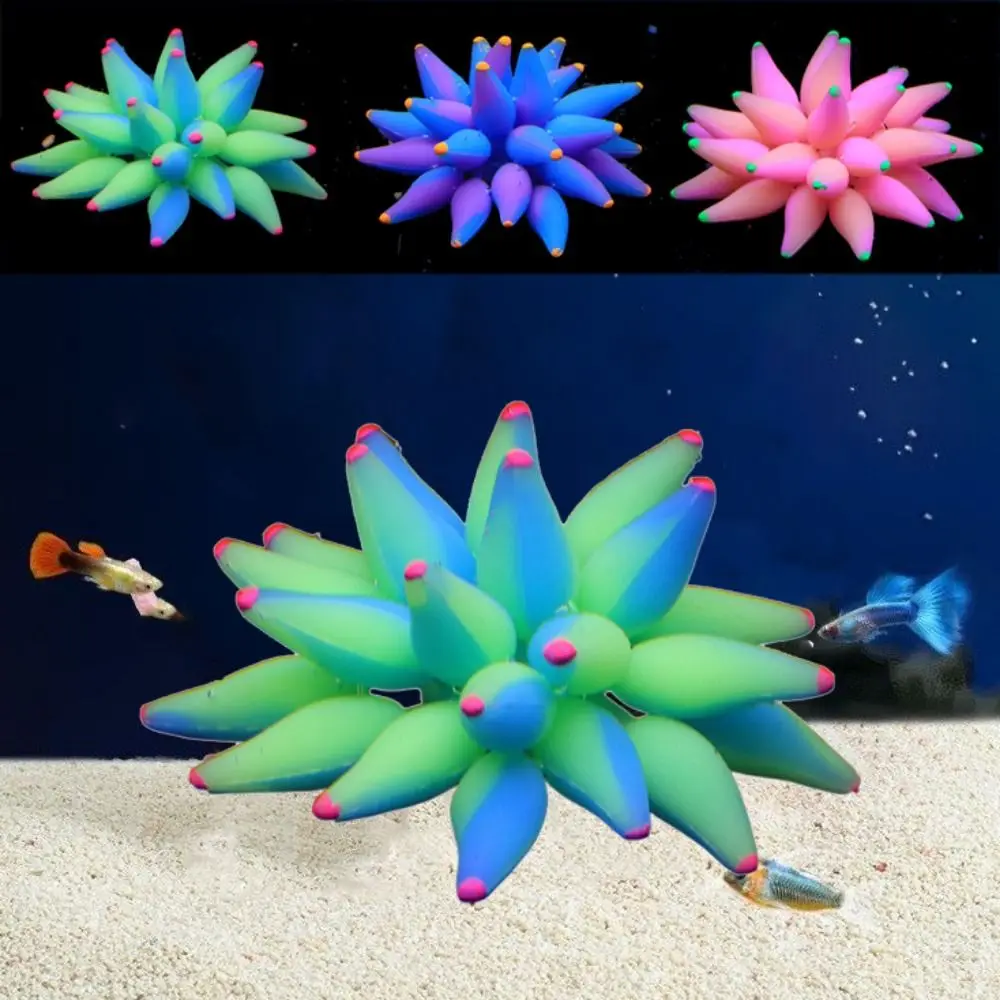 Simulation Bubble Coral Aquatic Ornament Soft Colorful Luminous Sea Anemone Silicone Fluorescence Soft Aquarium Coral Fish Tank