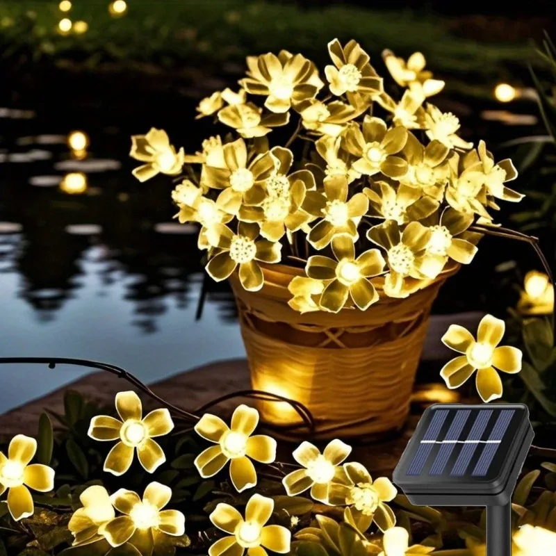 

Solar LED Fairy Cherry Blossom Light String Outdoor Garden Garland Valentine's Day Wedding Party Decor Ramadan Decorations 2026