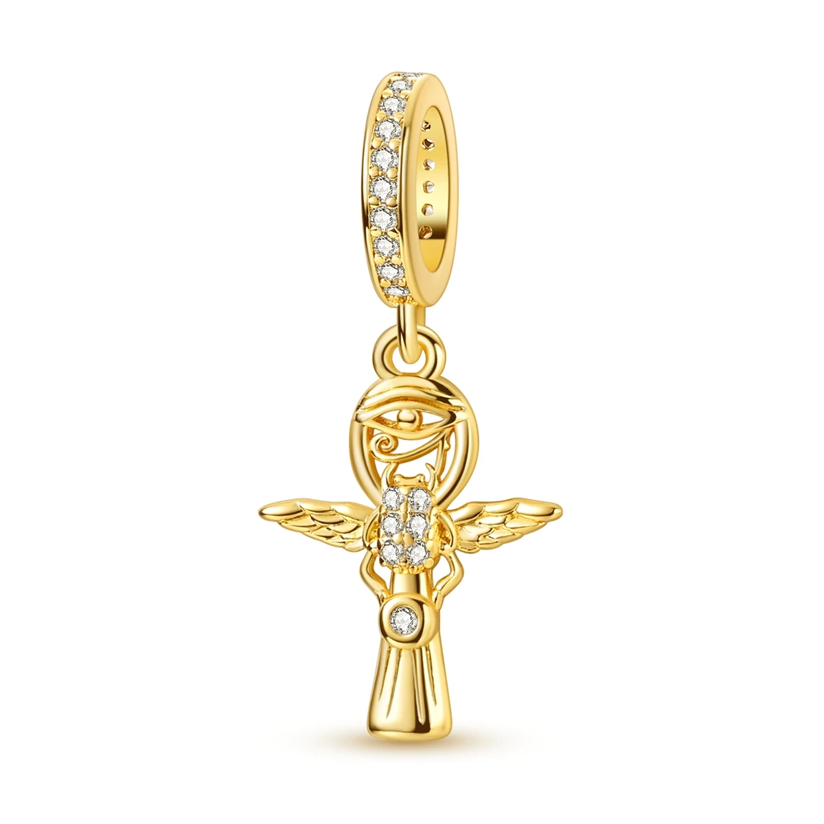 

925 Sterling Silver Gold Charm Anka Scarab Religious Symbols Pendant Fit Original Bracelet Diy Fashion Jewelry