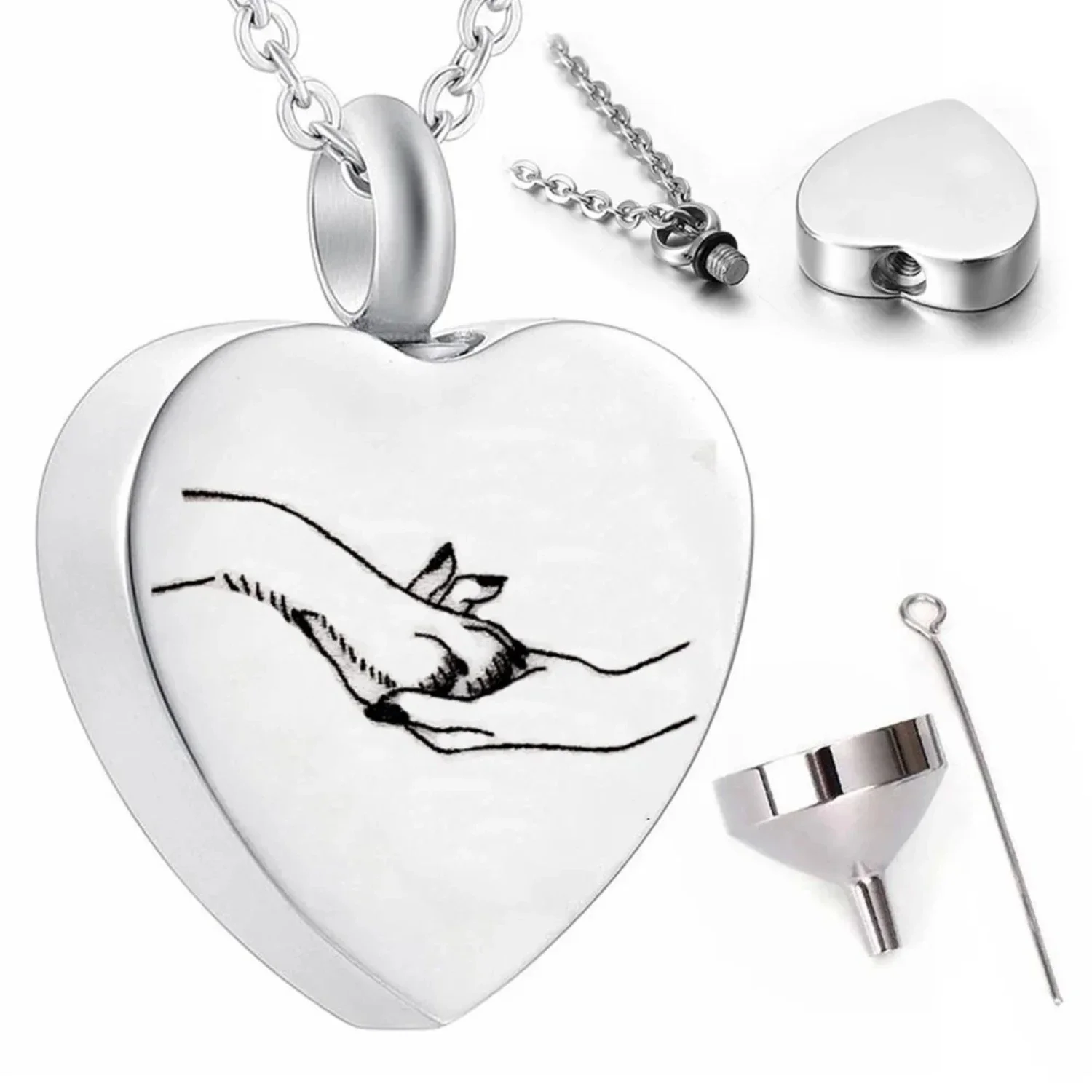 Beautiful and Exquisite Heart-Shaped Stainless Steel Cremation Jewelry - Stunning Memorial Necklace for Cherishing Your Furry Fr