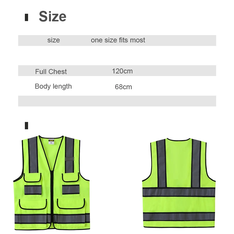 Two tone yellow Safety vests with pockets waistcoat security with reflective stripes