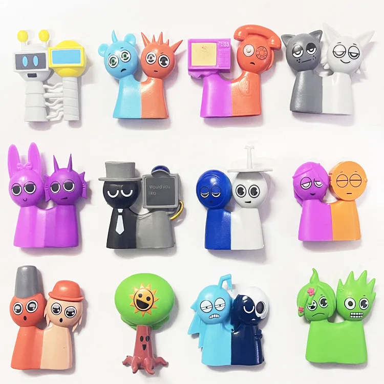 PEAJPBS Lot De 12 Figurines Sprunki – Personnages Colorés Collectibles, Jouets De Jeu Rythmique Et Décoration Fun