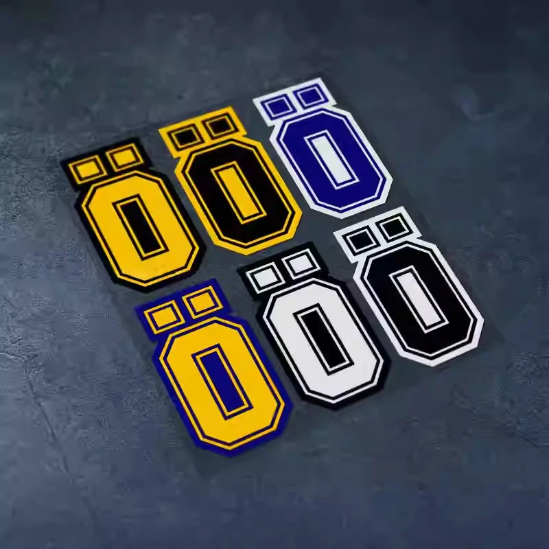 

2PCS/SET Yellow Black Blue White Sport-Style Number 0 Pattern Sticker Set for Car Laptop Decor Vinyl Decals
