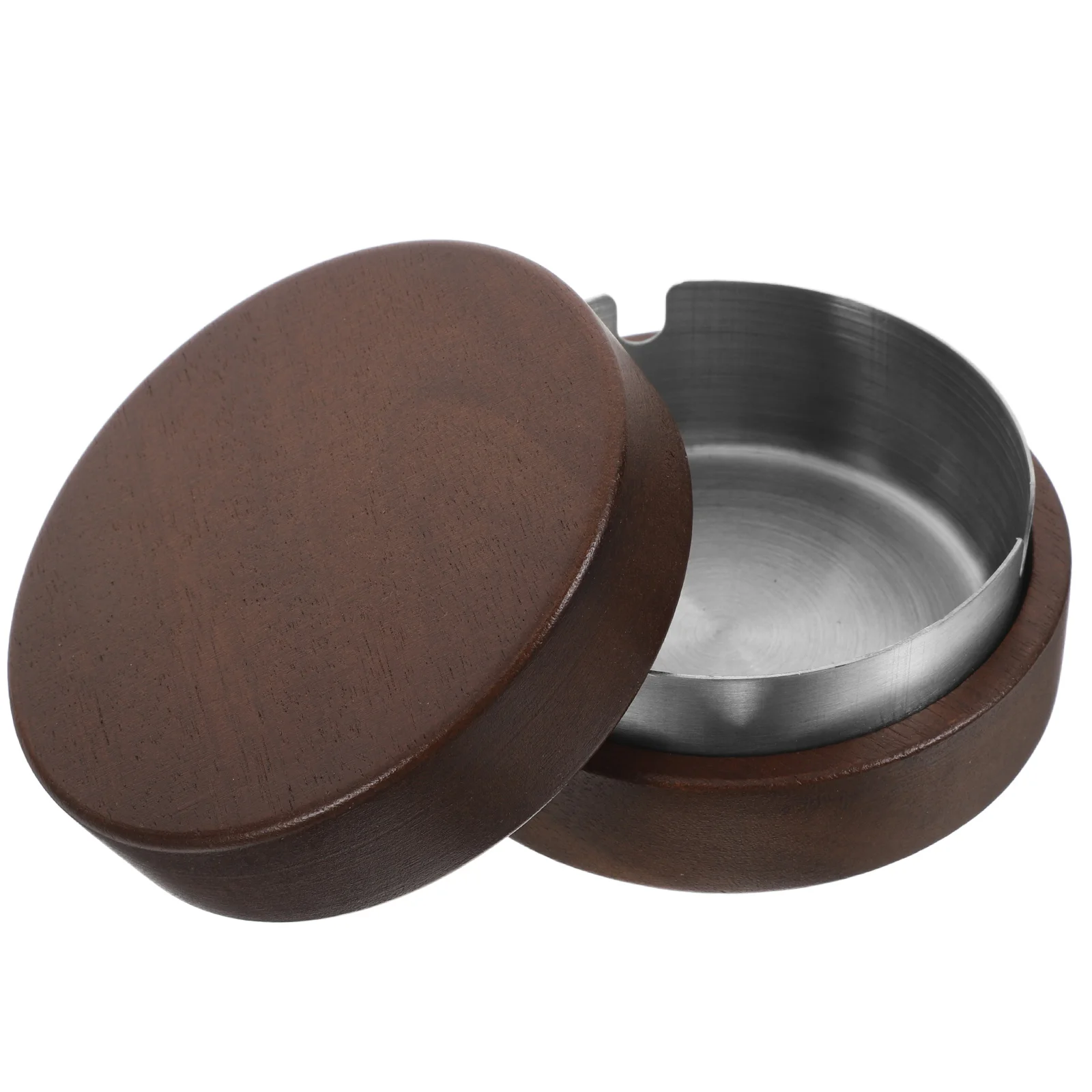 

Stainless Steel Ashtray Cigarette Solid Wood for Indoor Container Arshtray Butt