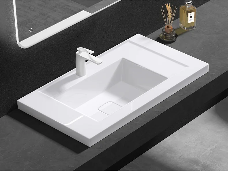 Artificial stone integrated platform basin small apartment wall-mounted hotel B & B