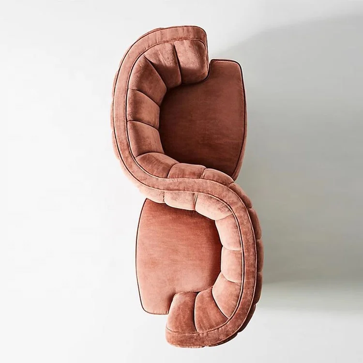 * French Personality Designer Creative Alien Double Seat Pink Fabric Sofa Clothing Shop Beauty Salon Exclusive
