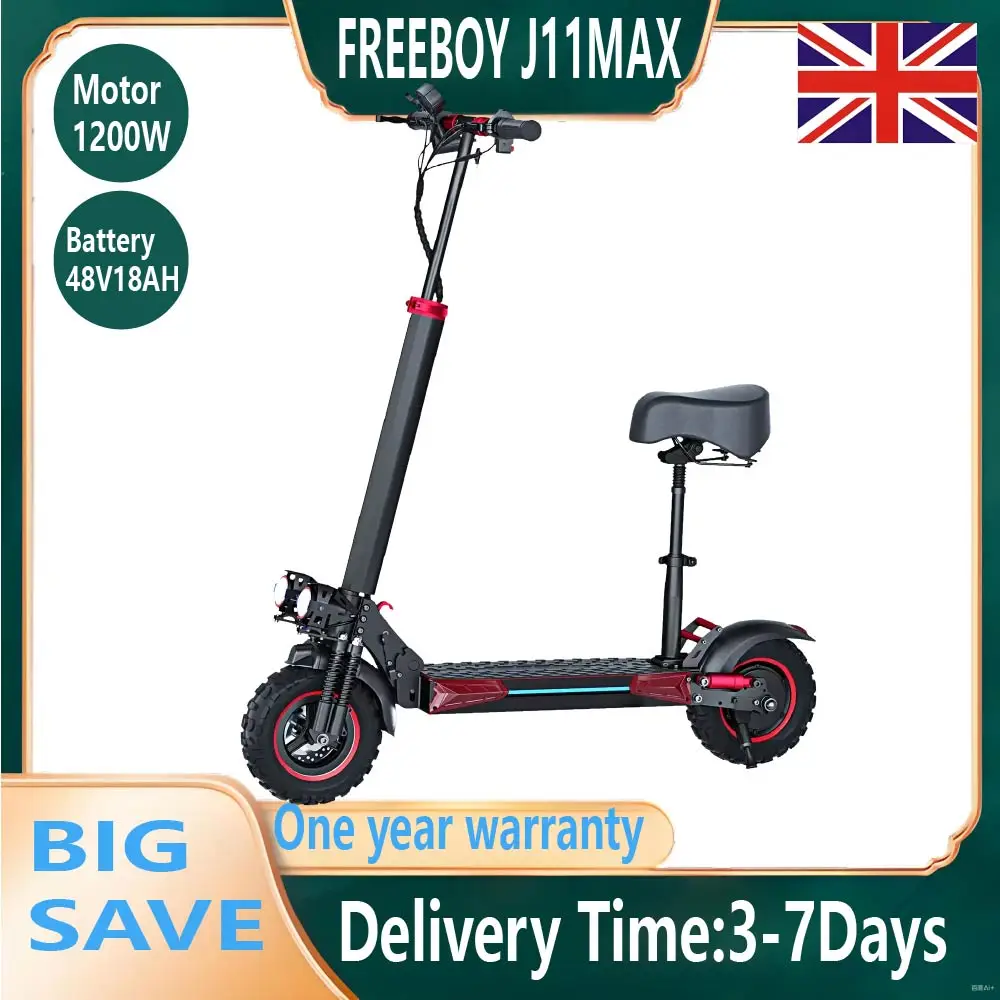 FREEBOY J11MAX Adult Electric scooter 1200W Electric Scooter 48V18AH Battery Foldable Escooter 11"0ff-Road Tire E-Scooter