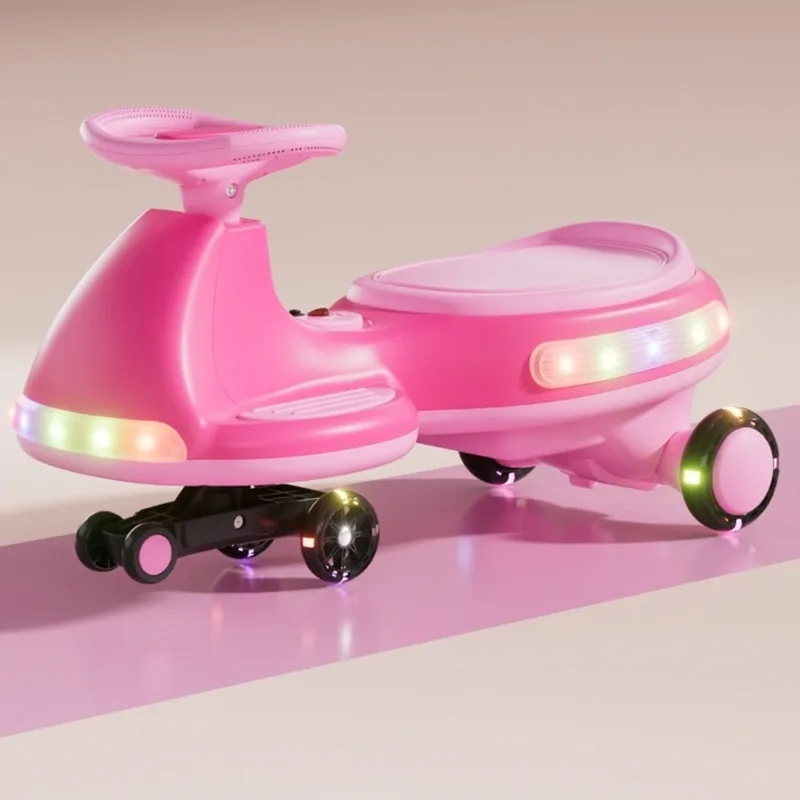 12V niños viajan en el coche eléctrico Wiggle luces LED música antivuelco edades 3 niños niñas interior al aire libre