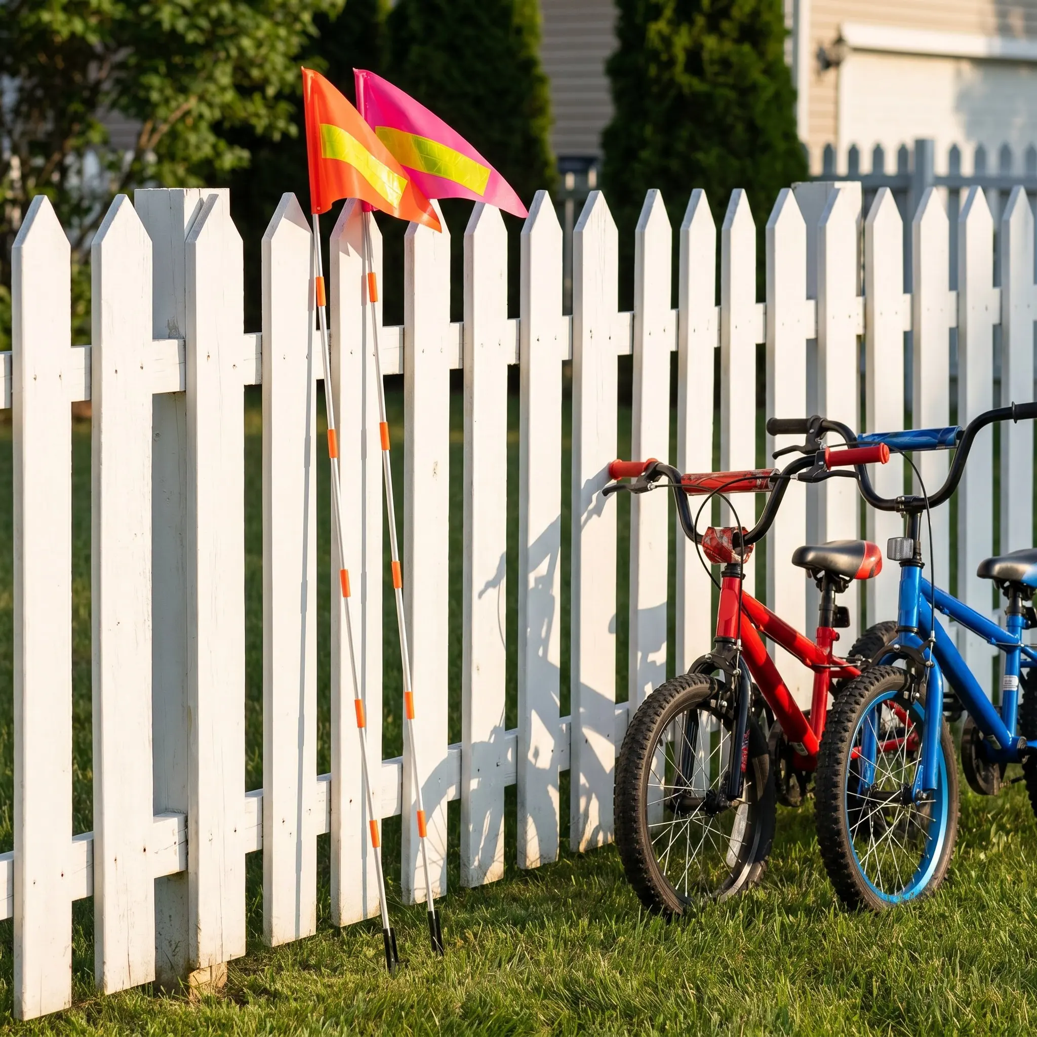 2Sets Children's Bike Safety Flag Tear-Resistant Waterproof Reflective Bicycle Tail Flag Fiberglass Pole High Visibility Rear