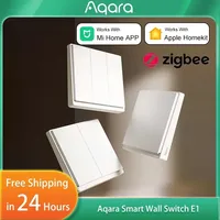 Aqara Smart Wall Switch E1 Wireless Key Zigbee 3.0 Light Switch with/no Neutral Fire Wire Light Switch Work with MiHome Homekit