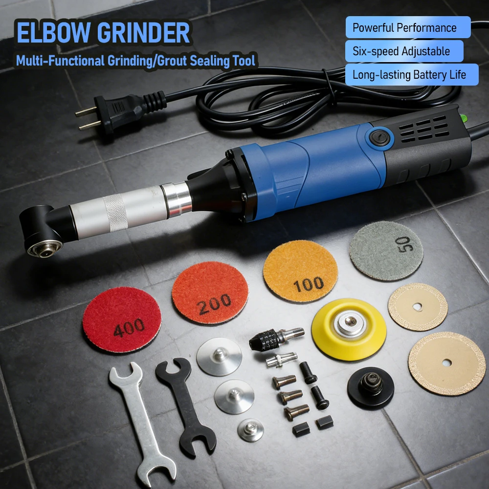 Tungfull 90° Angle Die Grinder 6-Speed Variable Speed Polisher for Jade Carving, Metal Grinding & Engraving with Metal Collet