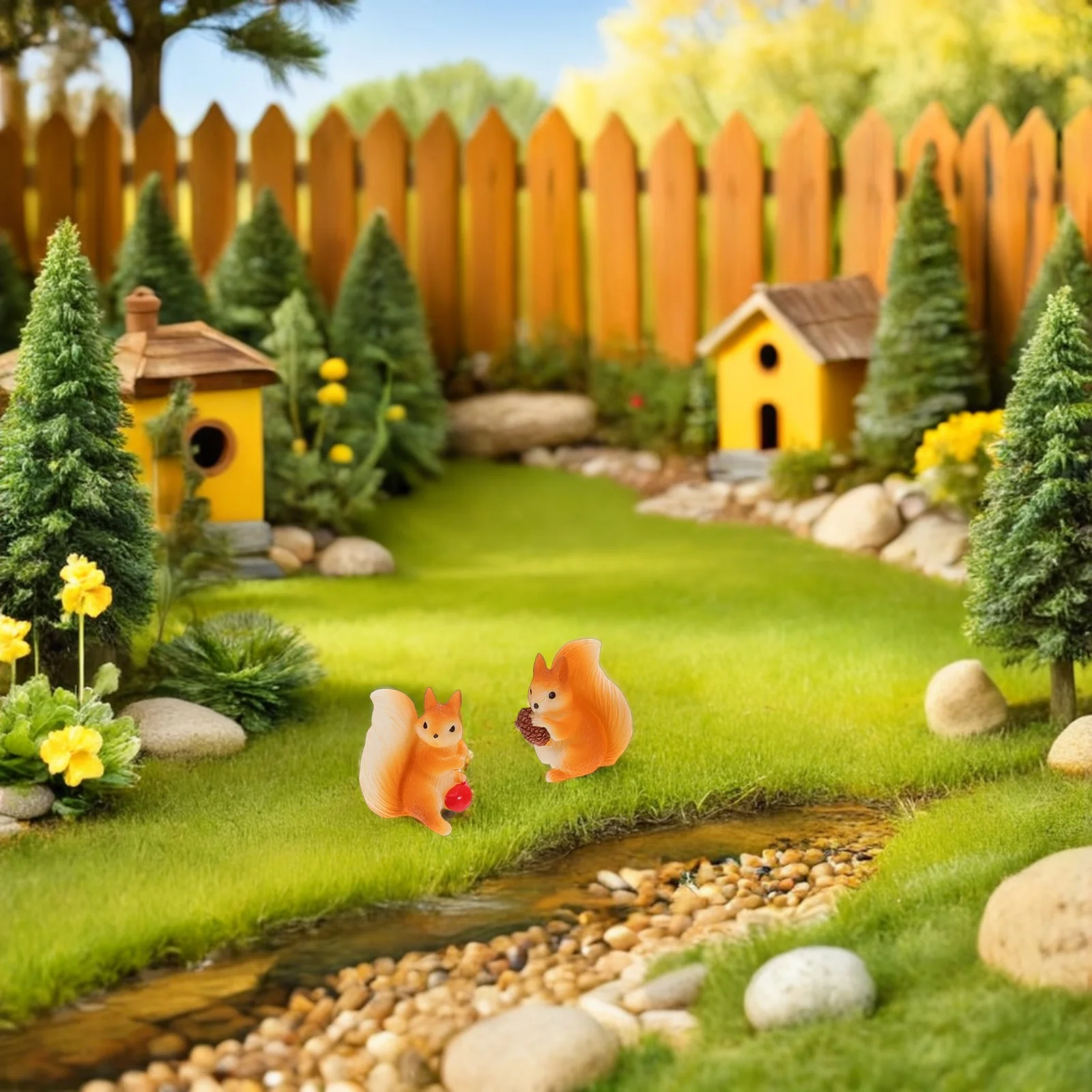 

7pcs Miniature Squirrel Figurines Resin Animal Garden Decor For Diy Moss Landscape Lawn Ornament Christmas Village Outdoor