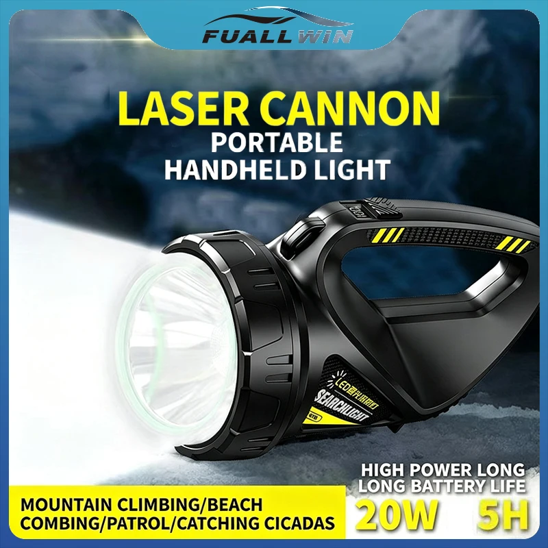 

High-Intensity LED Spotlight, Rechargeable Handheld Flashlight with 15W Chip, 3 Modes, Digital Display for Camping & Emergencies