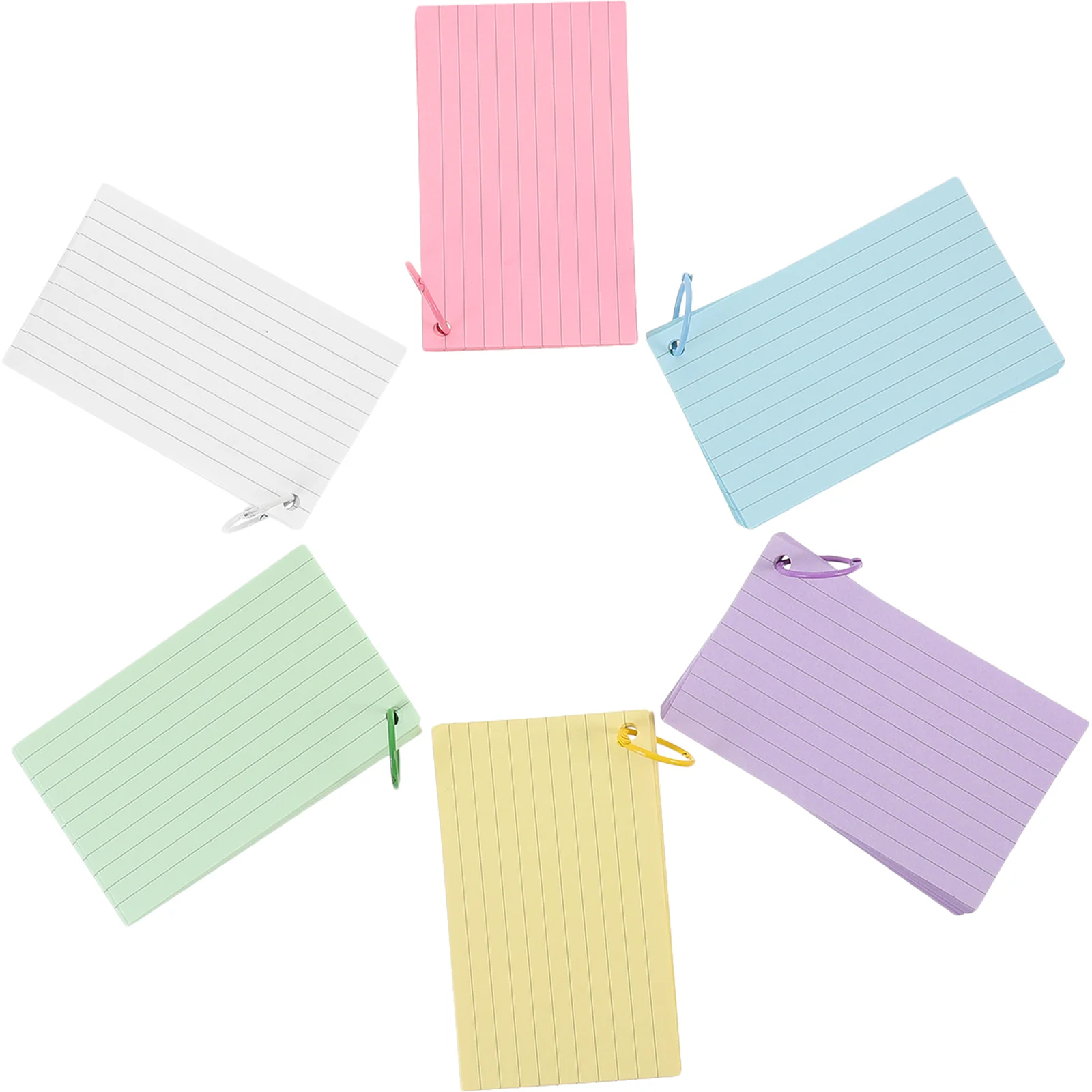 Punched Flash Cards Loose-leaf Book Index Flashcards with Binder Belt Ring Note Colored