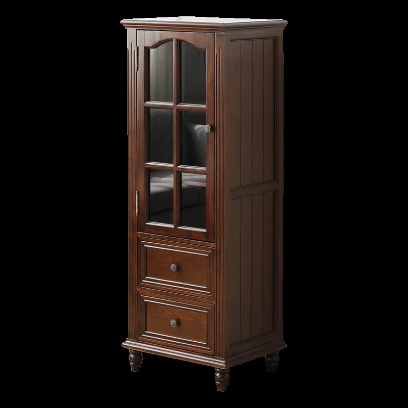 

American wine cabinet furniture modern simple dining side cabinet solid wood single door room