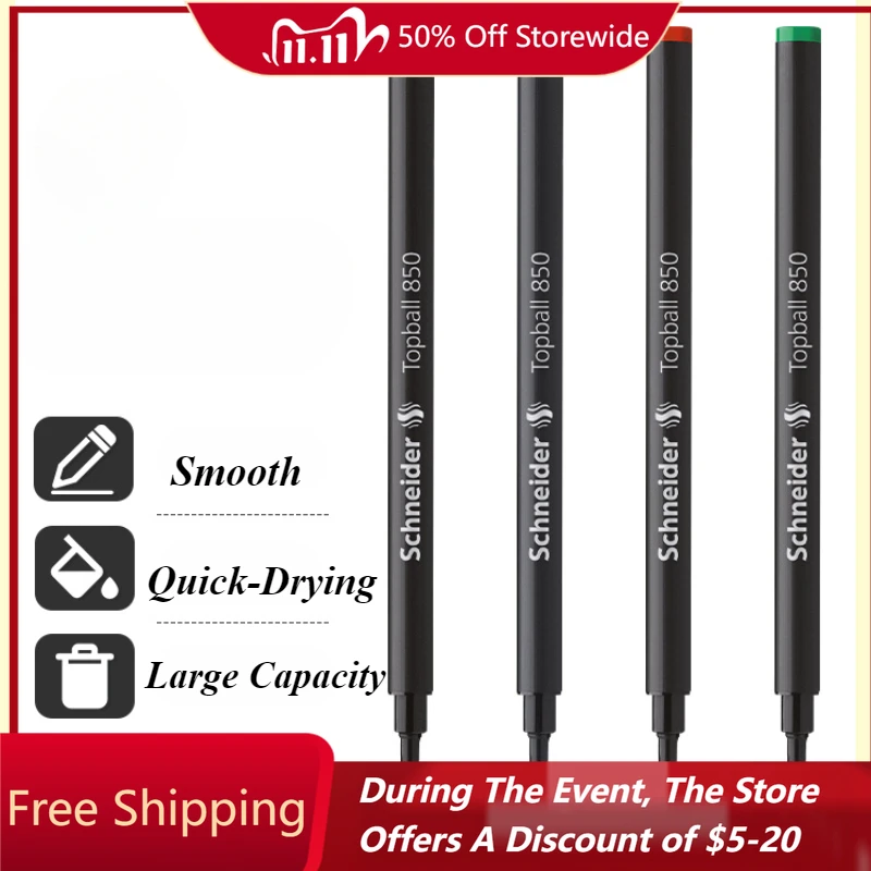 

New Schneider 850 Pen Refill Black Gel Pens Refills Blue Red Ink Rods Refill Writing Office Stationery School Student Supplies