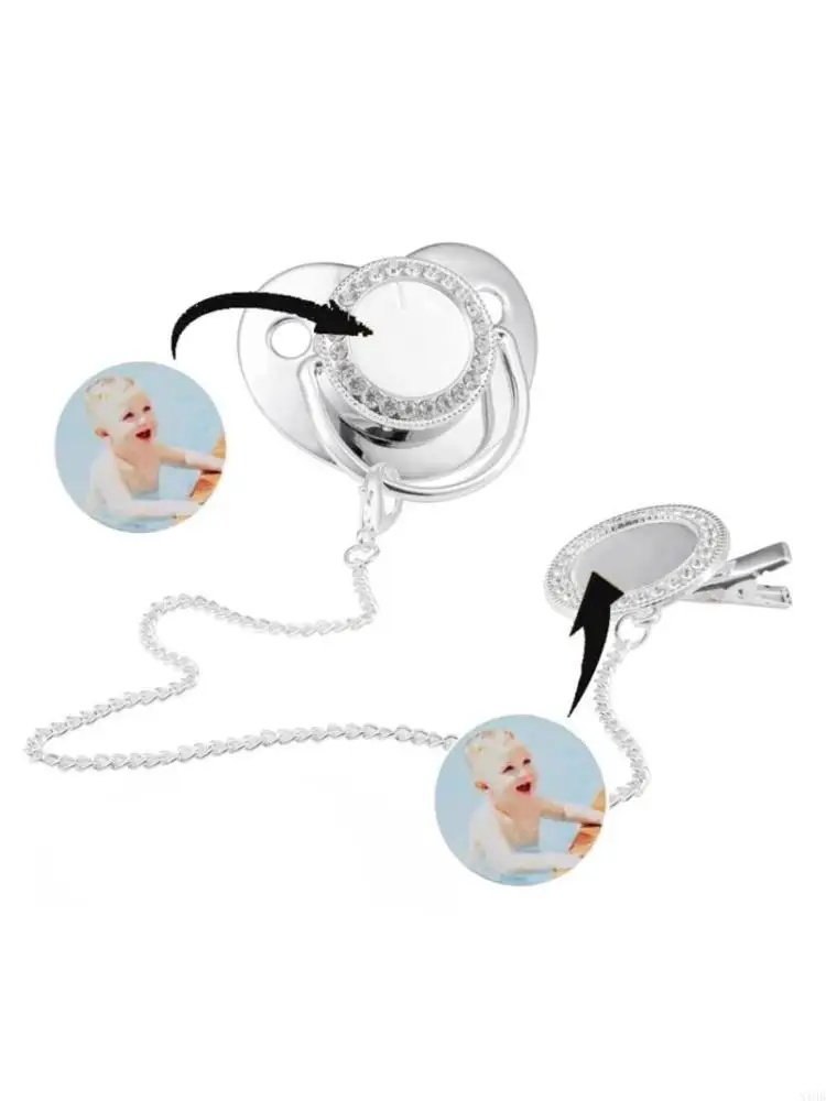 

Thermal Sublimation Aluminum Sheet DIY Baby Pacifier with Pacifier Clip Chain