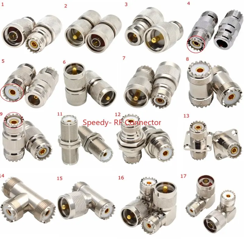 UHF SO239 PL259 SL16 ao tipo N conector fêmea masculino 90 °   Ângulo de Grau PL259 SO239 UHF Tee Tipo Adaptador Coaxial RF Divisor de 3 Vias