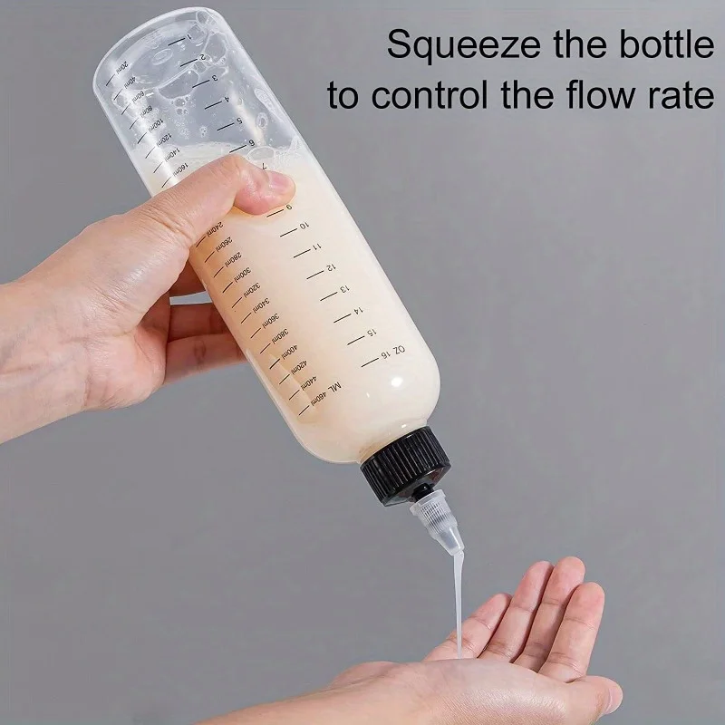 1Pc 230ml/500ml Empty Hair Dye Bottle Measured Twist Top Cap Refillable Squeeze Container with Graduated Scale
