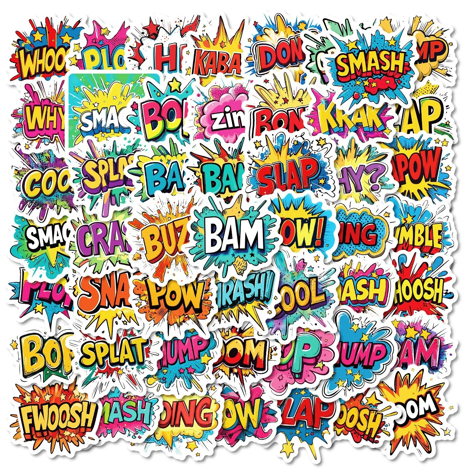 10/30/50PCS Cartoon Rock English Surprise Letter Stickers Book DIY Skateboard Toys Luggage Suitcase Decoration Graffiti Sticker