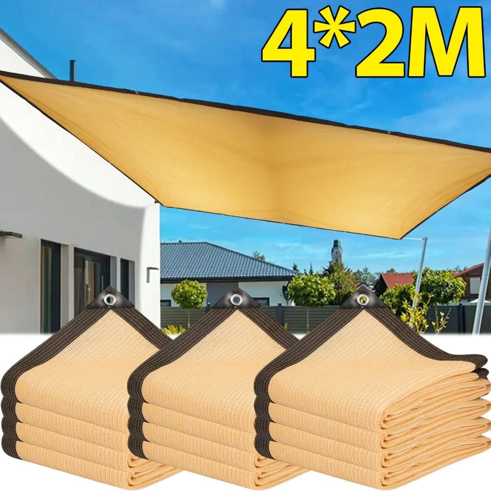 

Courtyard Sunshade Net Summer Outdoor Shading Tool Wrapped Perforated Garden Sunscreen Tarp Thickened Beige Heat Insulation Net