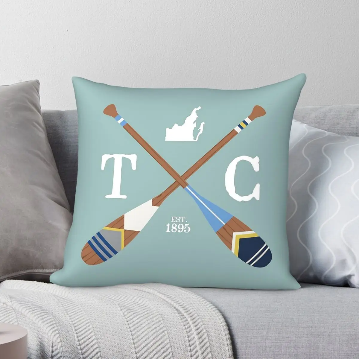 Paddle Tc Traverse City Oars Square Pillowcase Polyester Linen Velvet Pattern Decorative Pillow Case Sofa Seater Cushion Cover