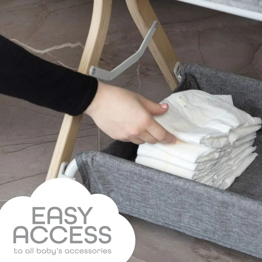 سرير أطفال 3 في 1، روضة أطفال للنوم بجانب السرير، سرير أطفال محمول سهل الطي باللون الرمادي من KoolaBaby بمظهر من الخشب الرمادي