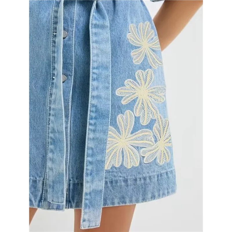 AOAO – Vestido feminino floral de algodão e linho com amarração e gravata boêmia para praia (com cinto)