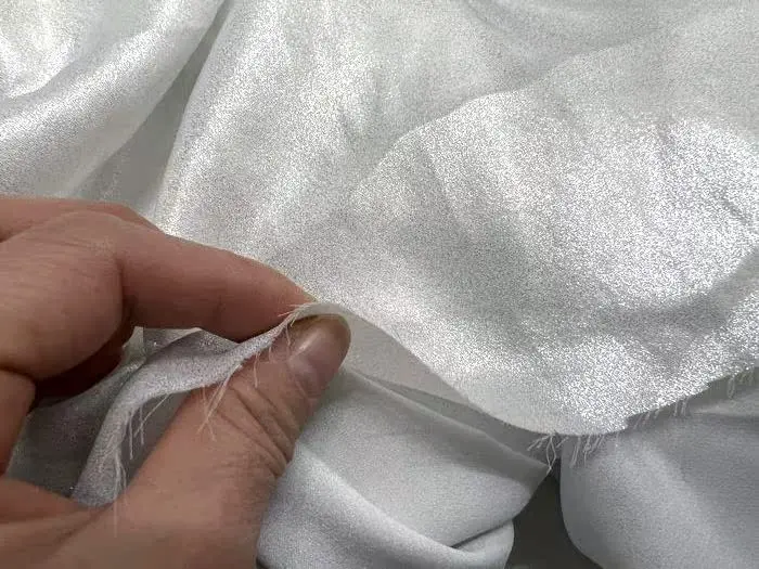 Soft Shiny White Silver Glossy Silk Chiffon Fabric for Sewing Material Dress Wedding Garment Wide 150cm Sold By The Meter