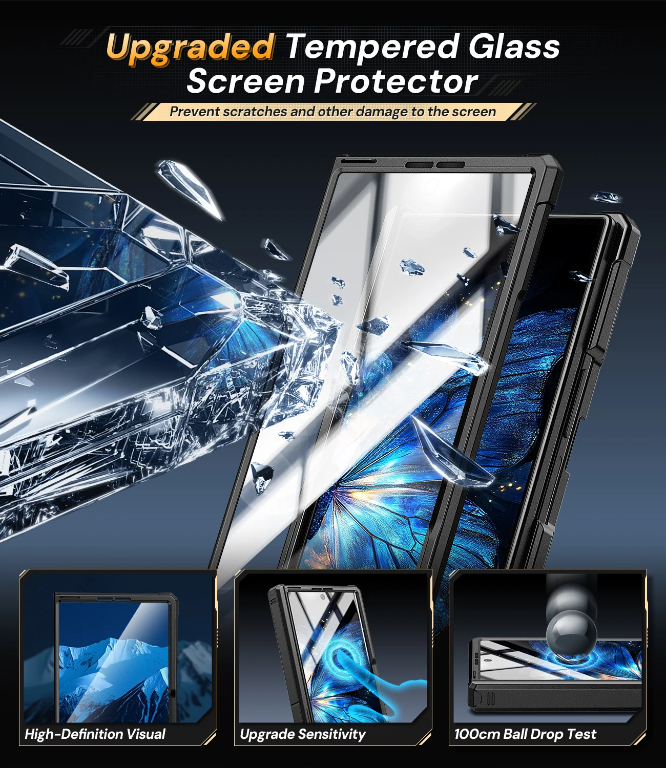 Stoßfeste, robuste Rüstungshülle für Samsung Galaxy Z Fold 7, Scharnierschutz, schlanke Hülle, versteckter Ständer, integrierter Displayschutz – Detail 3