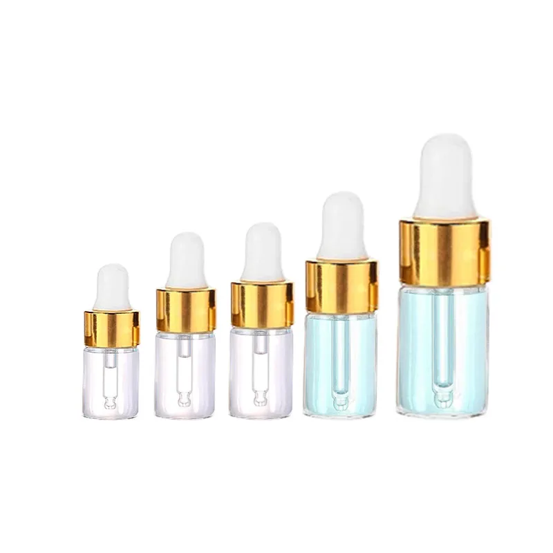 20/30/50/100 stücke Mini Klare Glas Ätherisches Öl Aromatherapie Dropper Flaschen Gold Kappe Reagenz Tropfen auge Flüssigkeit Pipette Flasche