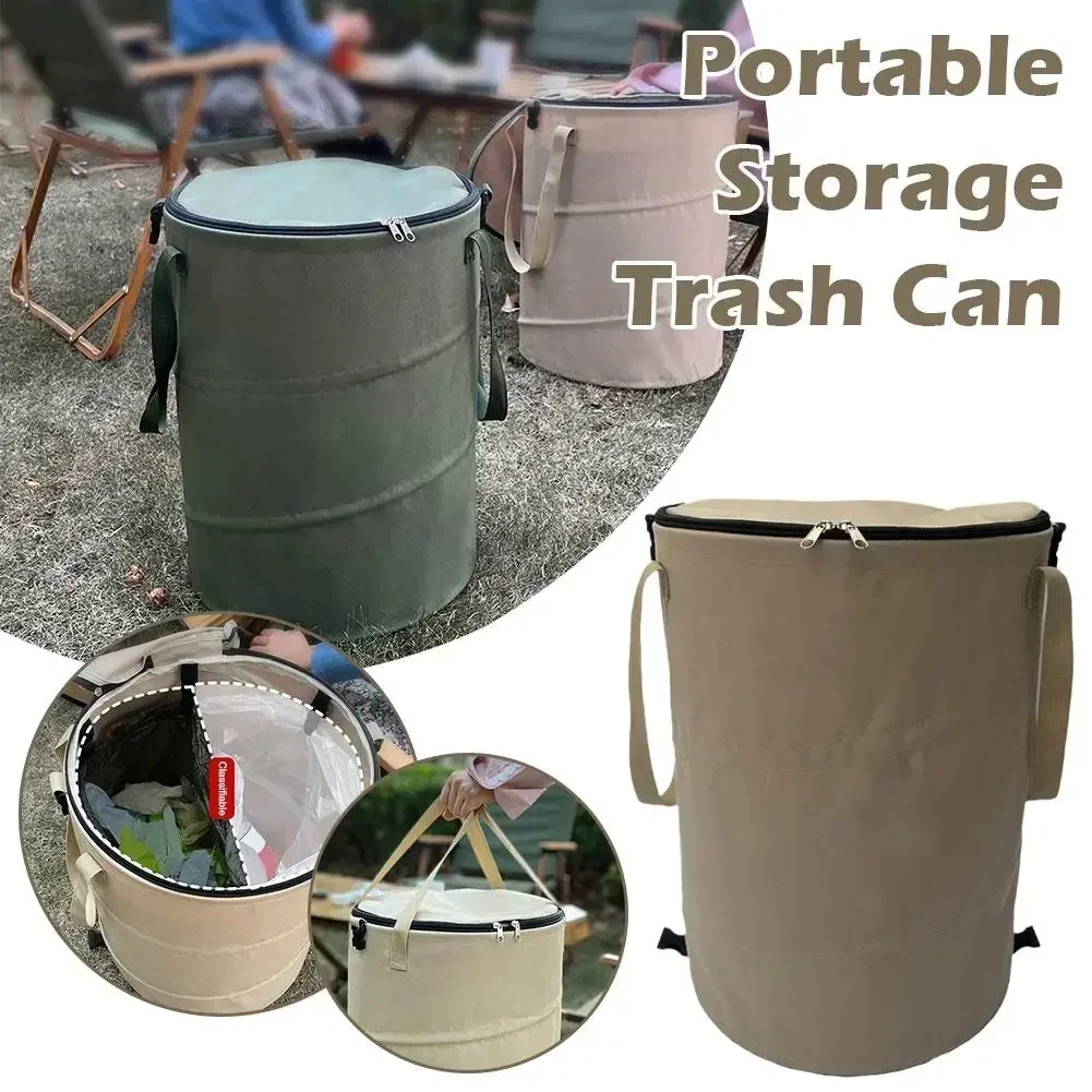 

Portable Foldable Outdoor Camping Picnic Bin Garden Garbage Capacity Collection Bag Leaf Lid Large With Reusable