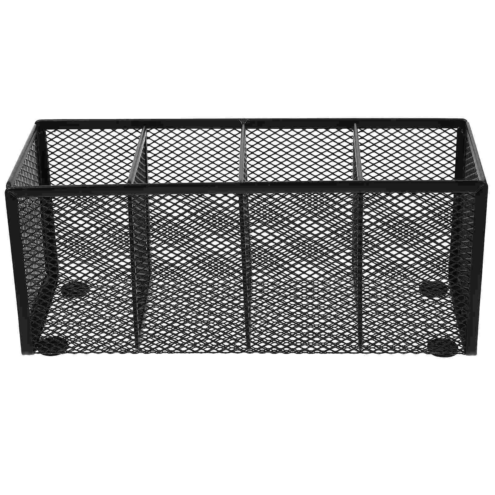 Wrought Iron Four Grid Pen Holder Metal Desk Organizer Bathroom Skin Care Product Office Storage Container