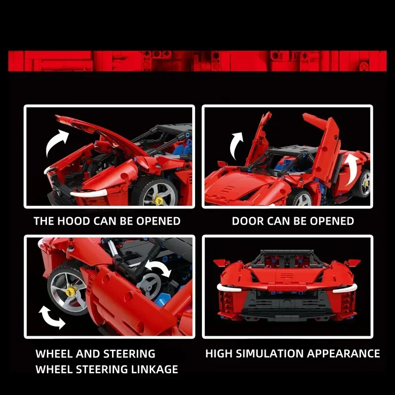 City Speed Famous Vehicle Red Black SP3 1:14 Technical Super Sports Car Racing Car Bricks Model Toys for Kid  Christmas Gift