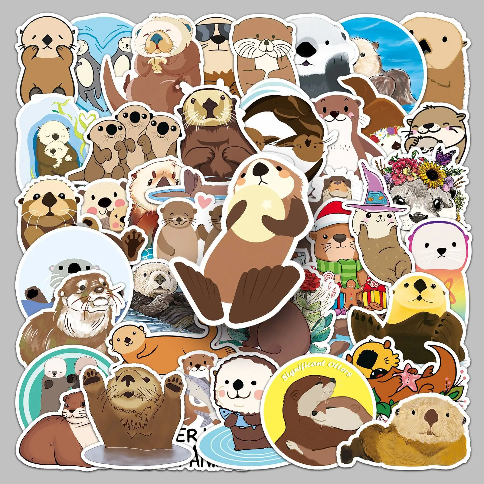 10/30/50PCS Cartoon Otter Sticker Graffiti iPad Luggage Helmet Car Guitar DIY Personalized Wall Sticker Toy Decoration Wholesale