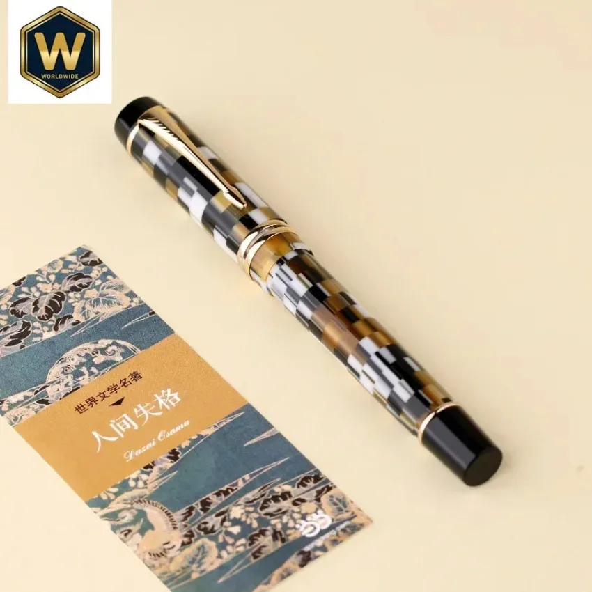 Hot MAJOHN M600 Checkerboard Fountain Pen - 0.5mm BOCK Nibs with Converter, Business Office Ink Pens, Beautiful Gift Supplies