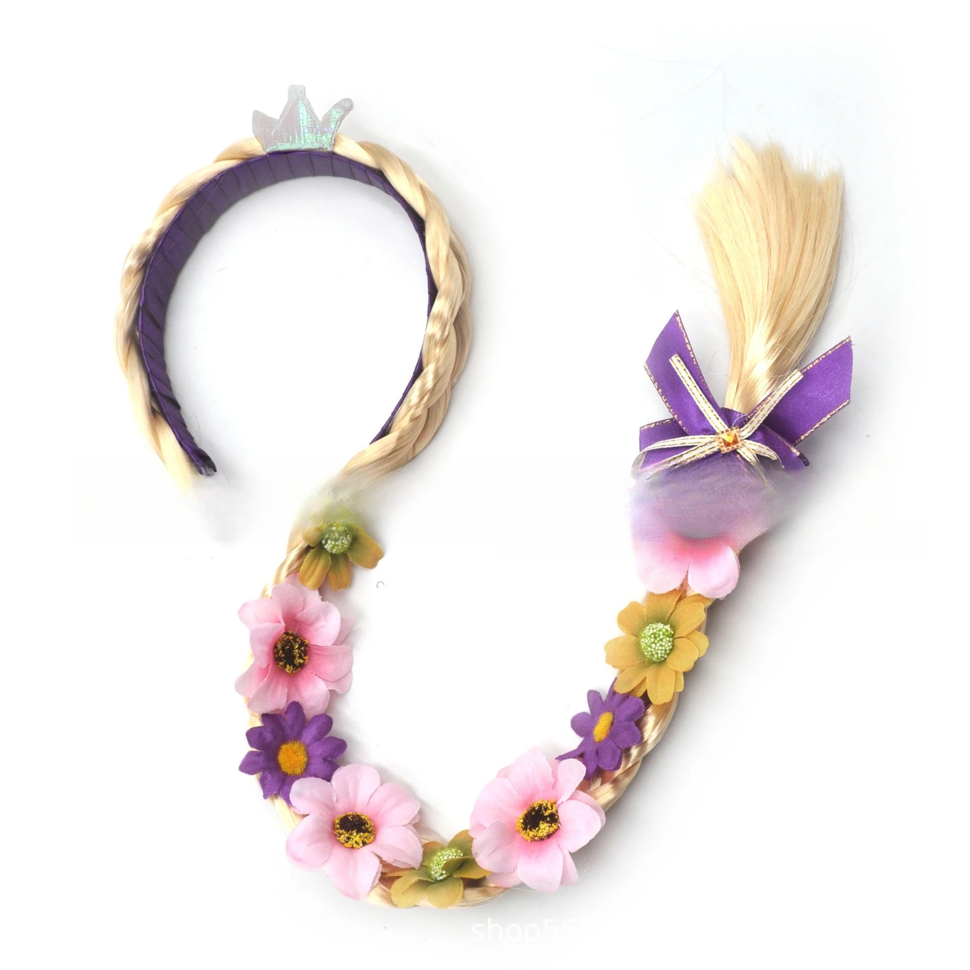 شعر مستعار للأميرة طويل الشعر، غطاء رأس جديلة، ملابس أطفال جديدة، عصابة رأس لعيد الميلاد