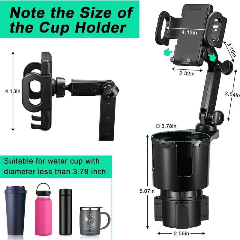 

Universal Adjustable Car Cup Holder With Phone Stand And Storage Tray - A Multi-Functional Car Accessory