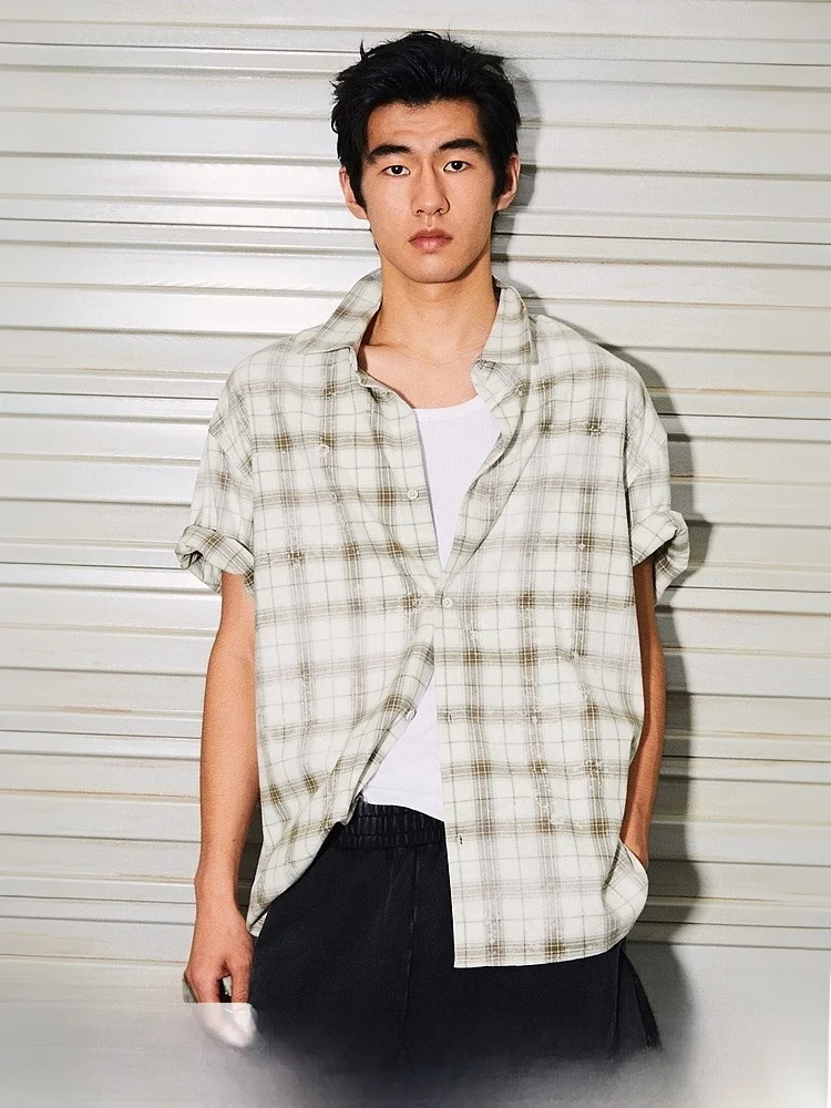 

H&M Men's Loose Fit Short Sleeve Printed Shirt Summer 2026 Button up Cotton Regular Length Open Cardigan Style Casual Shirt