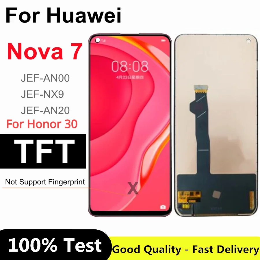 6.53inch Nova 7 LCD For Huawei Nova 7 5G JEF-AN00 / Honor 30 BMH-AN10 LCD Touch Screen Digitizer Assembly