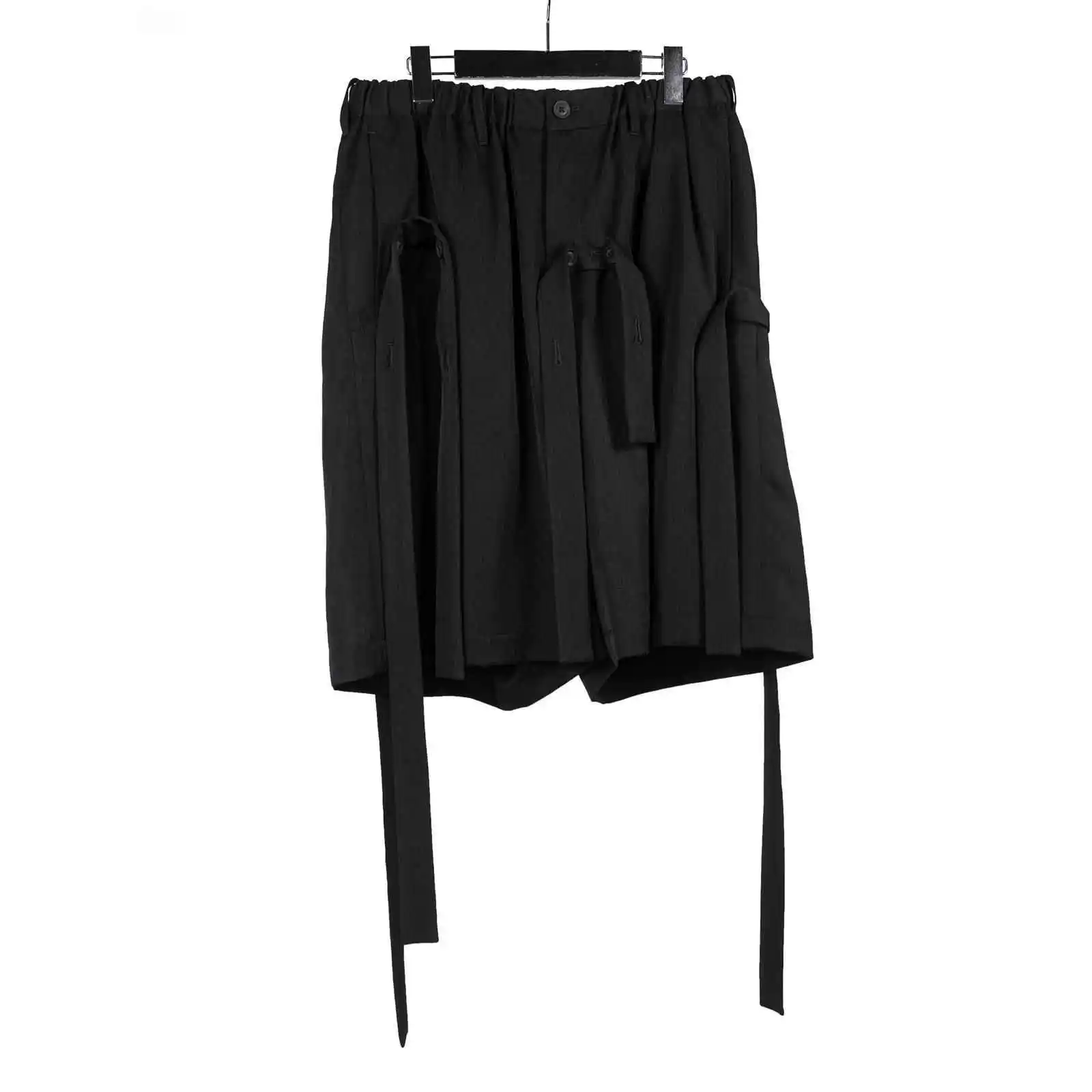 

TOP-YAMAMOTO Japanese original design dark and niche black ribbon five-inch loose wool casual pants
