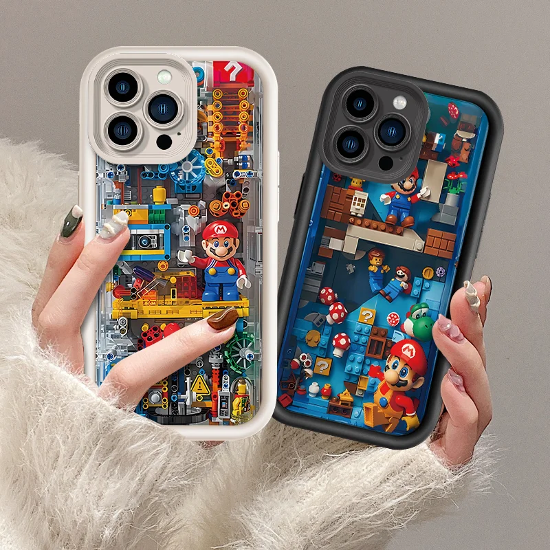 Mario Cartoon 3D Vision Plane Fall Shockproof Case For iPhone 15 14 13 12 11 Pro X Xs Max SE2 7 8 Plus Soft TPU Shell Cover