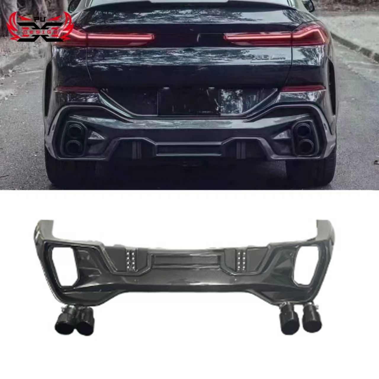 

Carbon Fiber LD Style Rear Diffuser Rear Bumper Car Body Kit For BMW X6 G06 Rear Diffuser Body Kit Retrofit Accessories