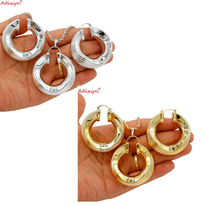 

Adixyn Silver/Gold Plated Party Jewelry Sets Necklace Earrings Pendant Gifts Wedding Jewellery Set For African Women N08074